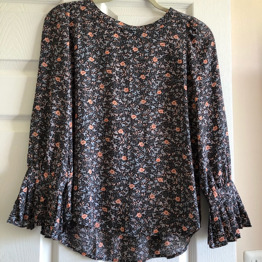 Grey Floral Print Blouse